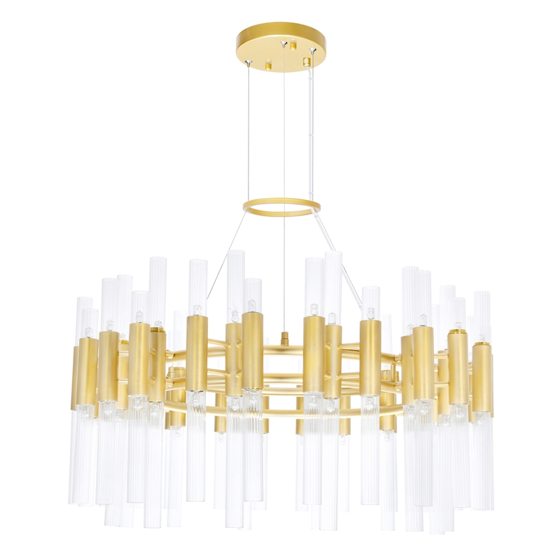 CWI Lighting Orgue 72 LED Light Metal Chandelier in Satin Gold