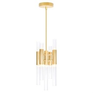 CWI Lighting Orgue 9 Light Metal Mini Pendant with Dimmer in Satin Gold