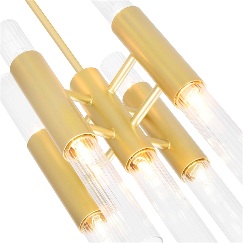 CWI Lighting Orgue 9 Light Metal Mini Pendant with Dimmer in Satin Gold