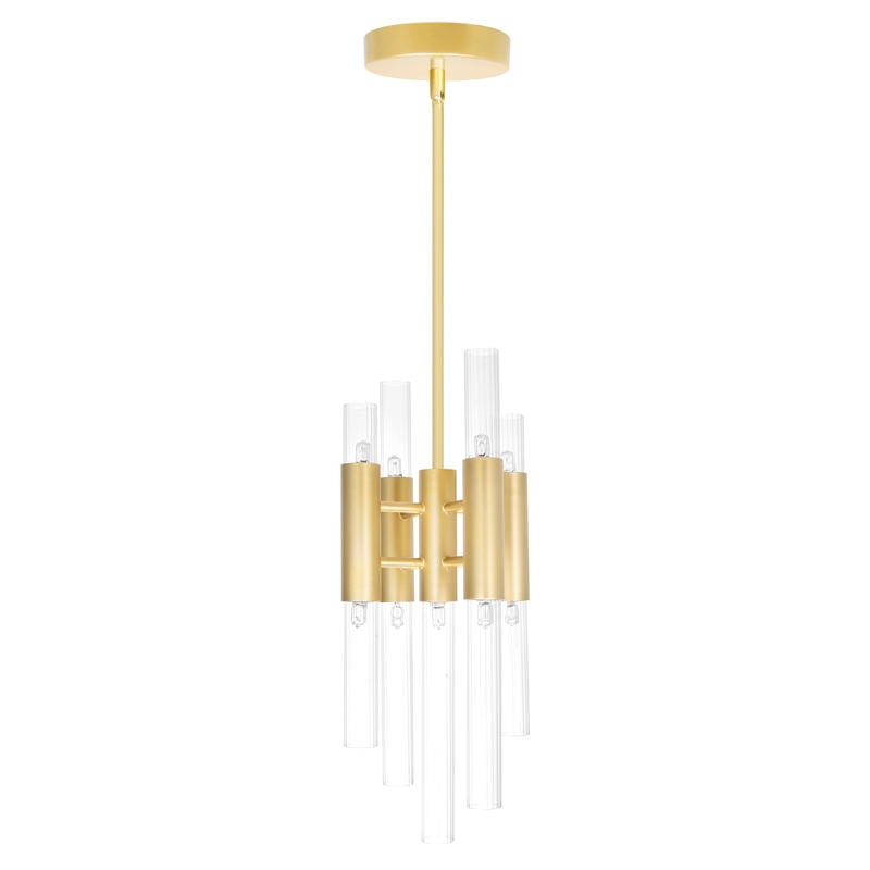 CWI Lighting Orgue 9 Light Metal Mini Pendant with Dimmer in Satin Gold