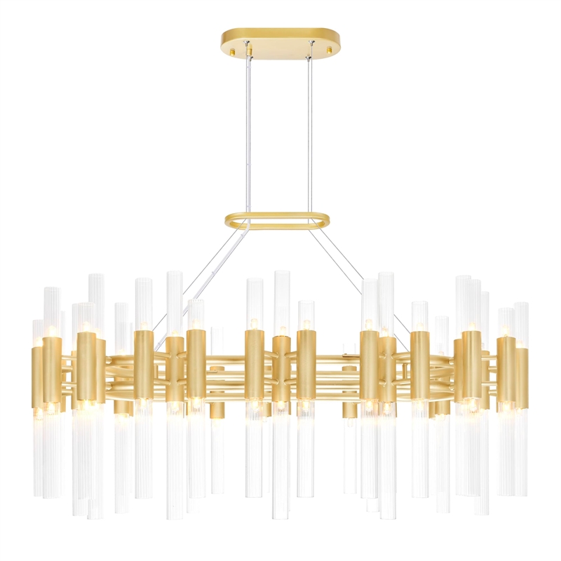 CWI Lighting Orgue 72 Light Transitional Metal Chandelier in Satin Gold