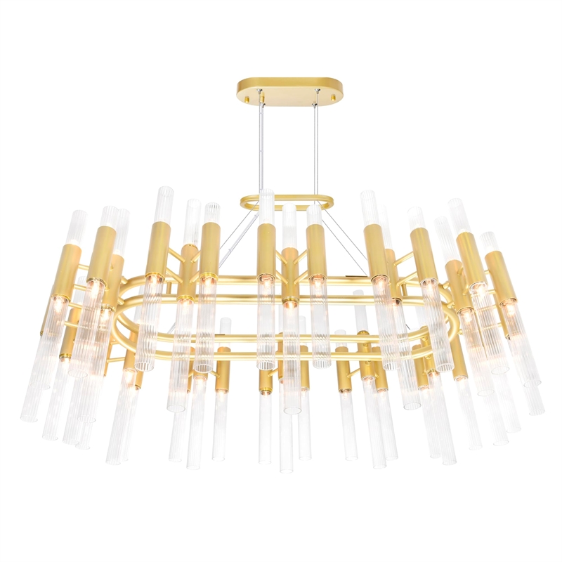 CWI Lighting Orgue 72 Light Transitional Metal Chandelier in Satin Gold