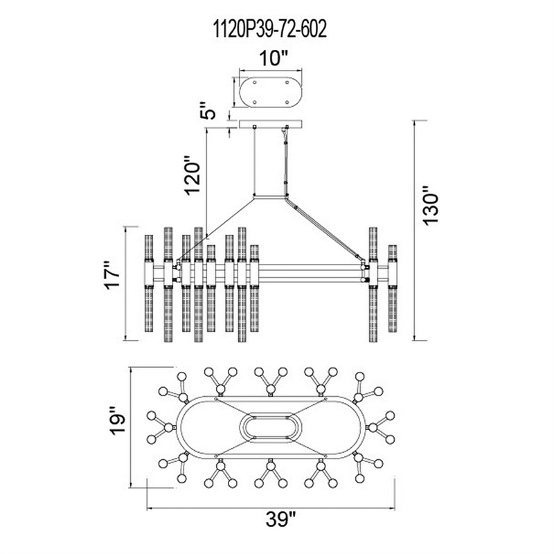 CWI Lighting Orgue 72 Light Transitional Metal Chandelier in Satin Gold