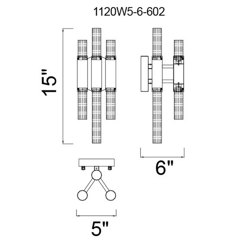 CWI Lighting Orgue 6 Light Transitional Metal Wall Sconce in Satin Gold