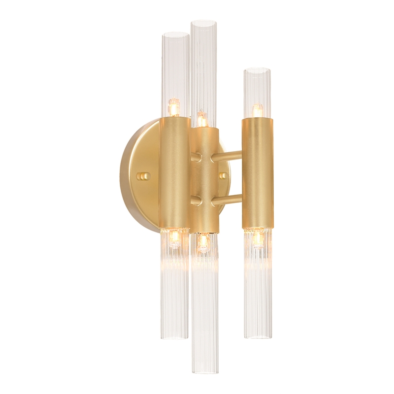 CWI Lighting Orgue 6 Light Transitional Metal Wall Sconce in Satin Gold