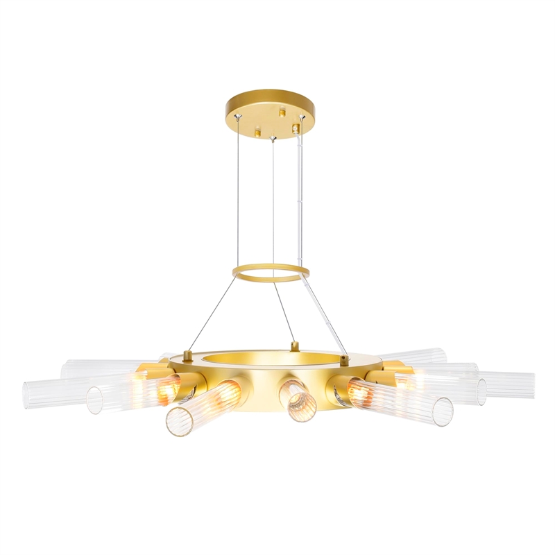 CWI Lighting Collar 14 Light Contemporary Metal Chandelier in Satin Gold