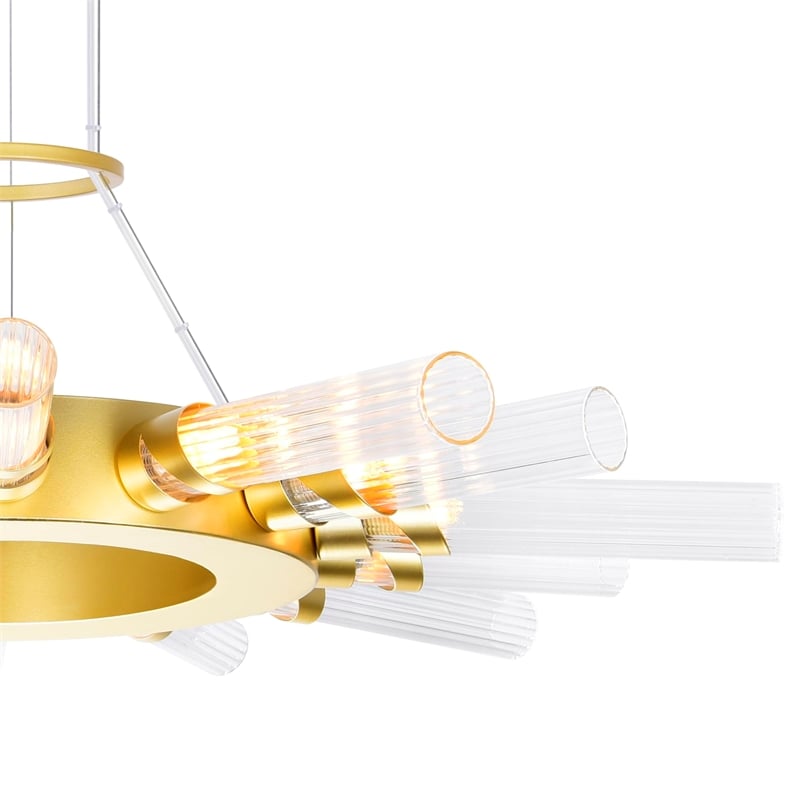 CWI Lighting Collar 14 Light Contemporary Metal Chandelier in Satin Gold