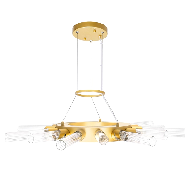 CWI Lighting Collar 14 Light Contemporary Metal Chandelier in Satin Gold