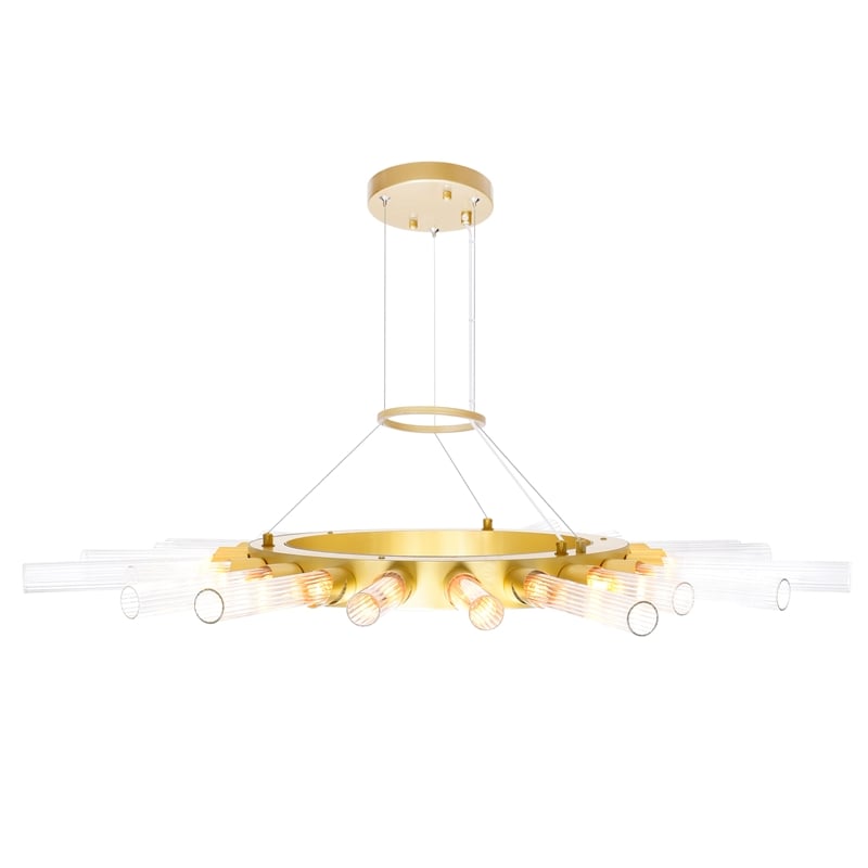CWI Lighting Collar 21 Light Contemporary Metal Chandelier in Satin Gold