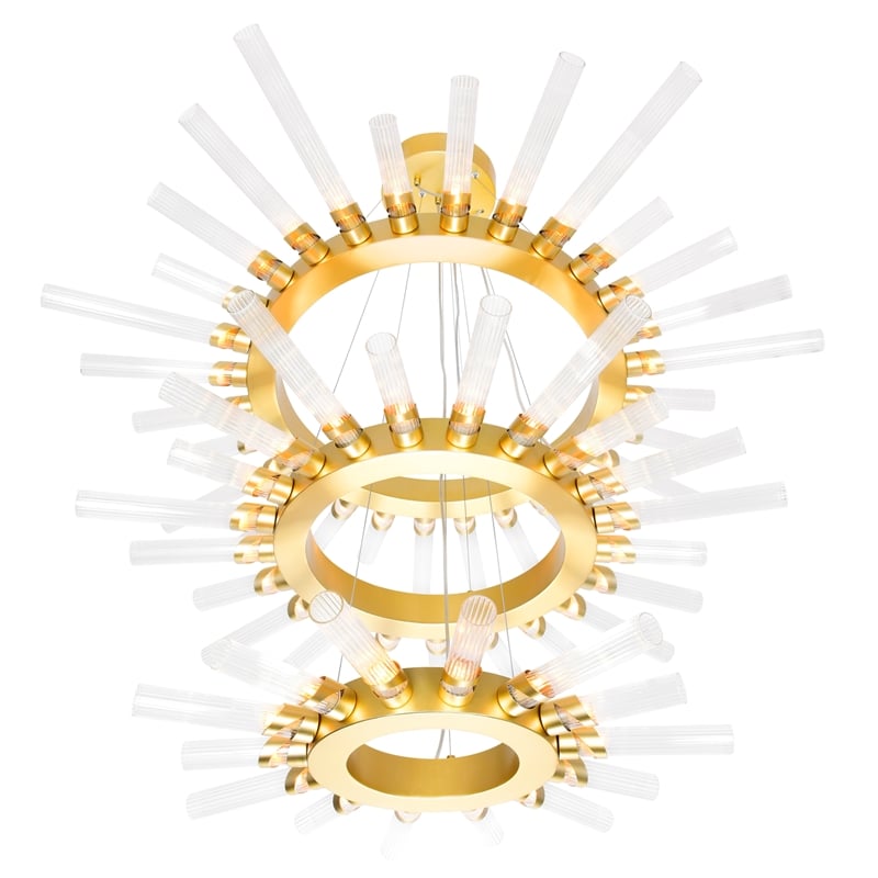 CWI Lighting Collar 63 Light Contemporary Metal Chandelier in Satin Gold