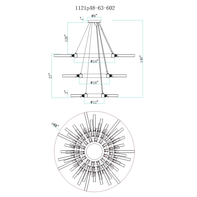 CWI Lighting Collar 63 Light Contemporary Metal Chandelier in Satin Gold