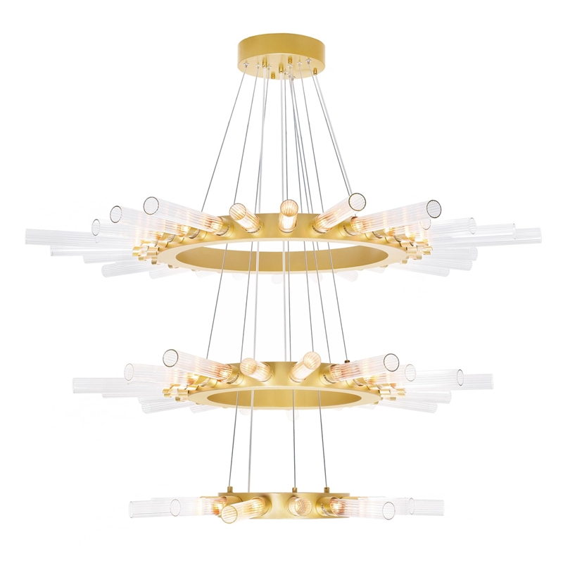 CWI Lighting Collar 63 Light Contemporary Metal Chandelier in Satin Gold