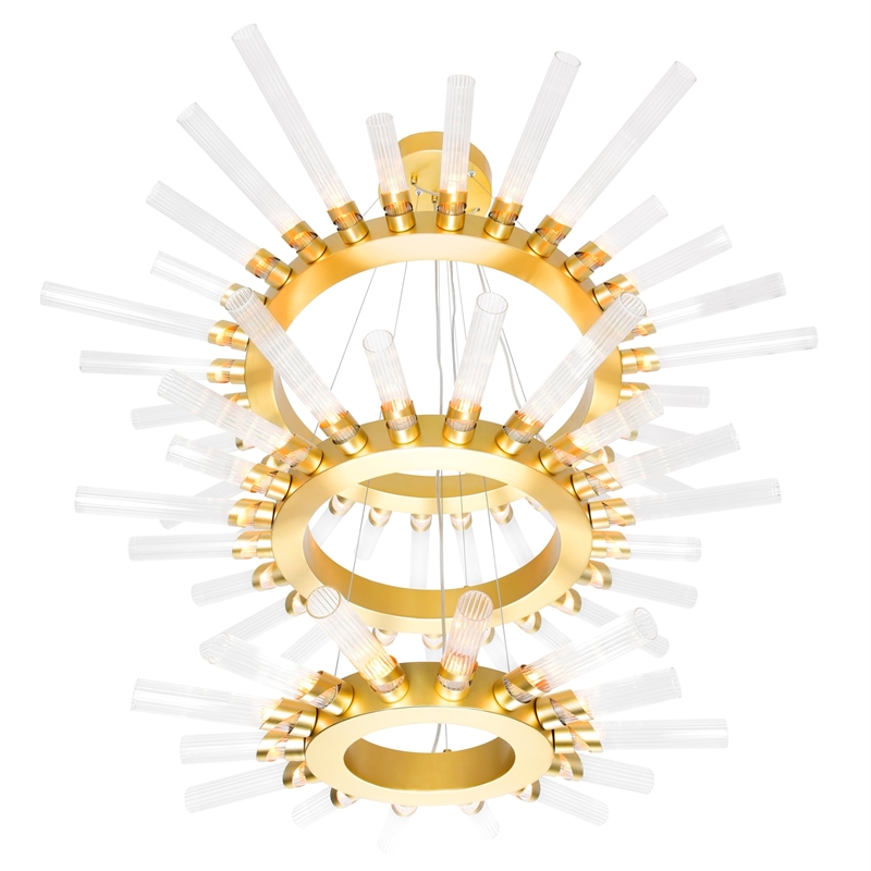 CWI Lighting Collar 63 Light Contemporary Metal Chandelier in Satin Gold