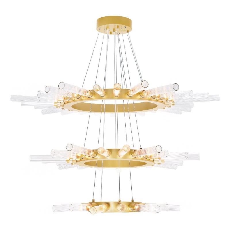 CWI Lighting Collar 63 Light Contemporary Metal Chandelier in Satin Gold