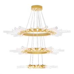 CWI Lighting Collar 63 Light Contemporary Metal Chandelier in Satin Gold