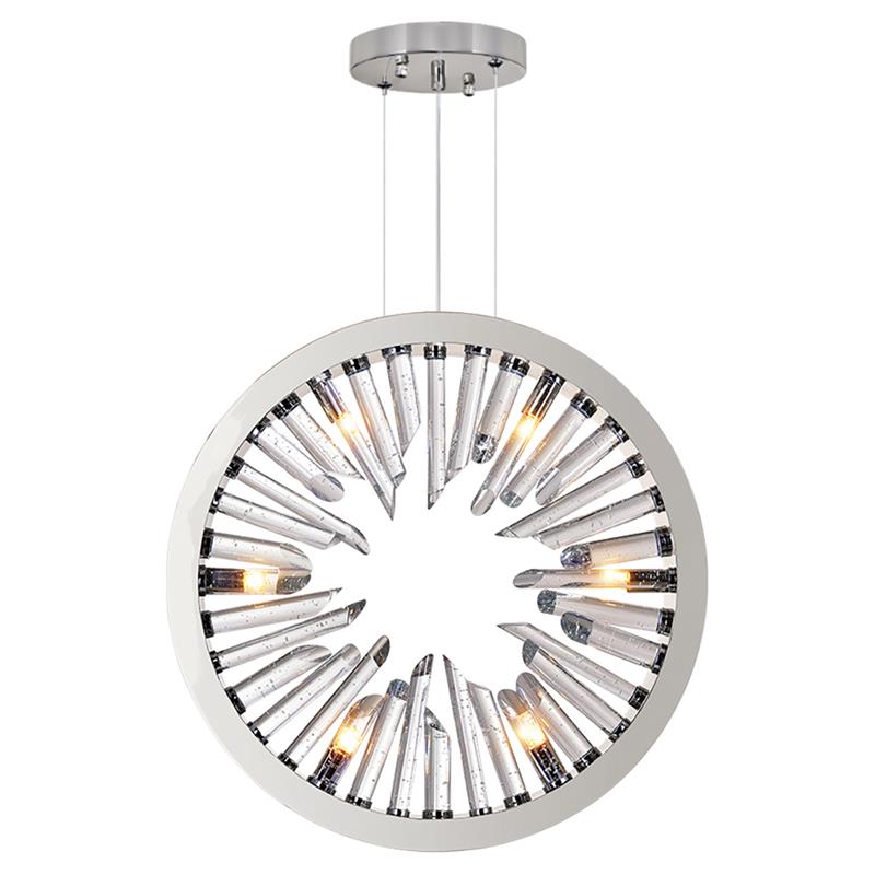 CWI Lighting Spiked 6 Light Contemporary Metal Chandelier in Polished Nickel