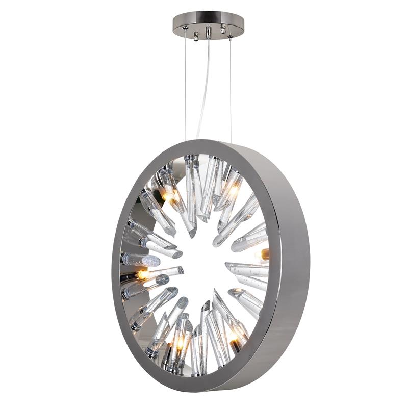 CWI Lighting Spiked 6 Light Contemporary Metal Chandelier in Polished Nickel