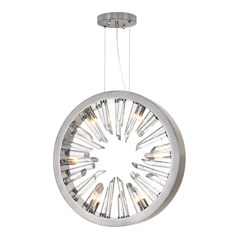 CWI Lighting Spiked 6 Light Contemporary Metal Chandelier in Polished Nickel