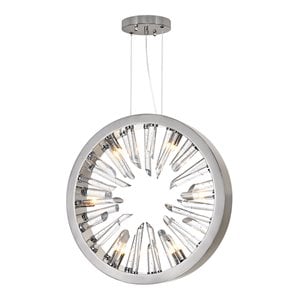 CWI Lighting Spiked 6 Light Contemporary Metal Chandelier in Polished Nickel