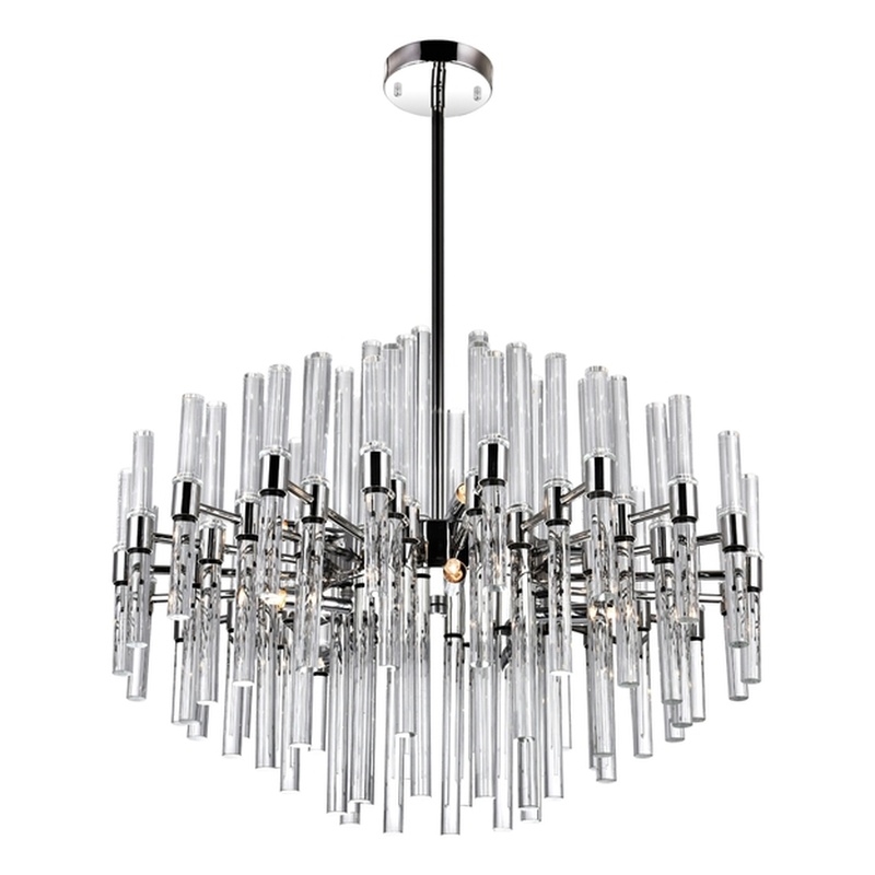 CWI Lighting Miroir 10 Light Transitional Metal Chandelier in Nickel