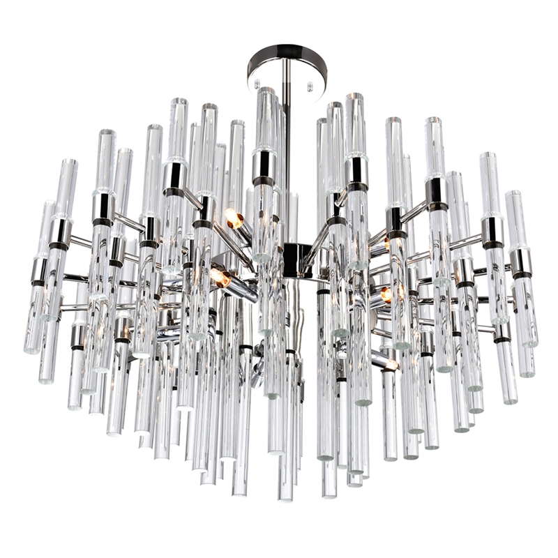 CWI Lighting Miroir 10 Light Transitional Metal Chandelier in Nickel