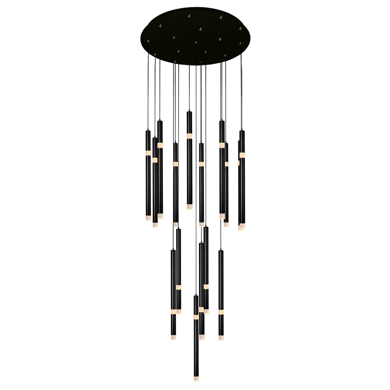 CWI Lighting Flute 16 Light Contemporary Metal LED Chandelier in Black