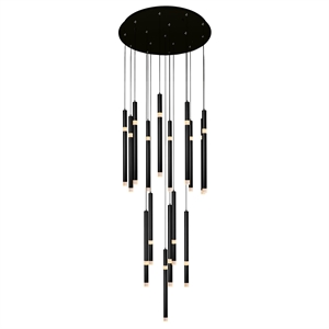 CWI Lighting Flute 16 Light Contemporary Metal LED Chandelier in Black