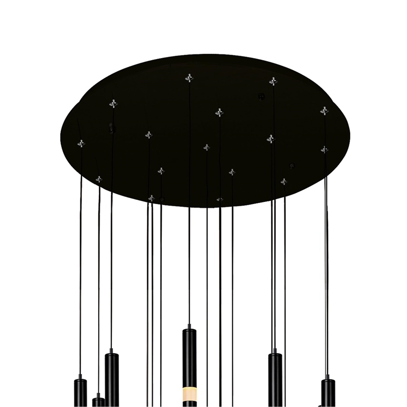 CWI Lighting Flute 16 Light Contemporary Metal LED Chandelier in Black