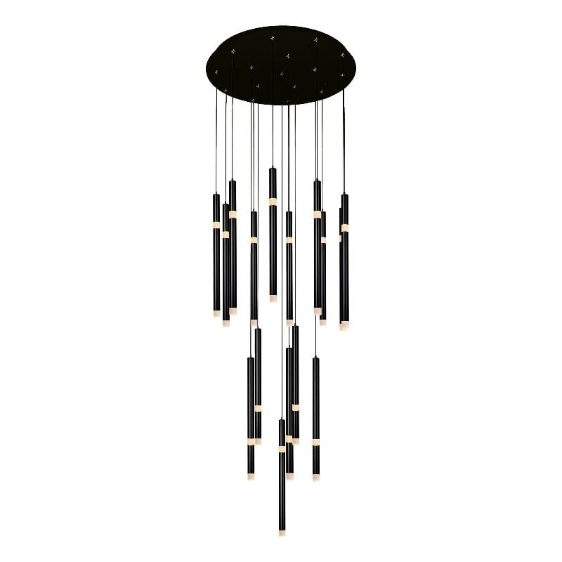 CWI Lighting Flute 16 Light Contemporary Metal LED Chandelier in Black