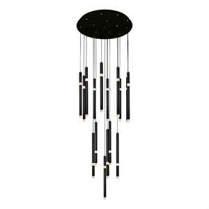 CWI Lighting Flute 16 Light Contemporary Metal LED Chandelier in Black