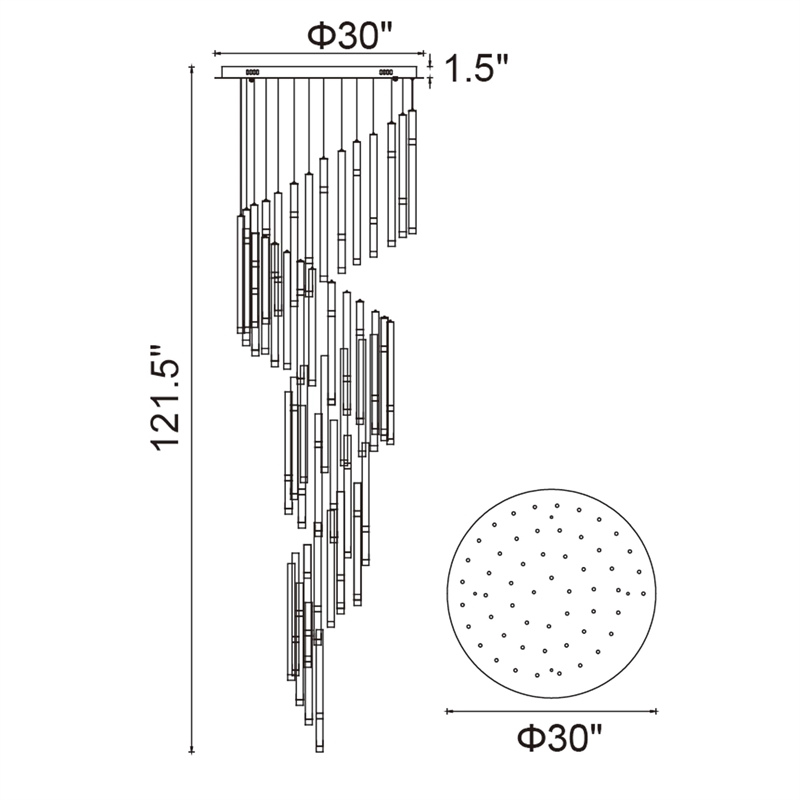 CWI Lighting Flute 54 Light Contemporary Metal LED Chandelier in Black