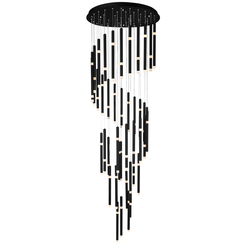 CWI Lighting Flute 54 Light Contemporary Metal LED Chandelier in Black