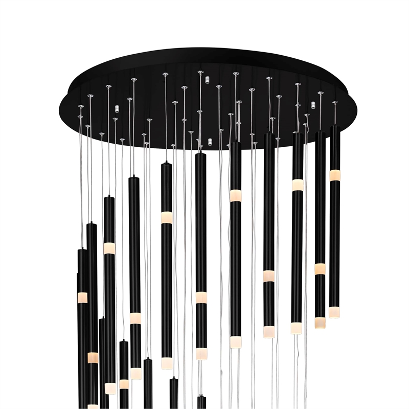 CWI Lighting Flute 54 Light Contemporary Metal LED Chandelier in Black