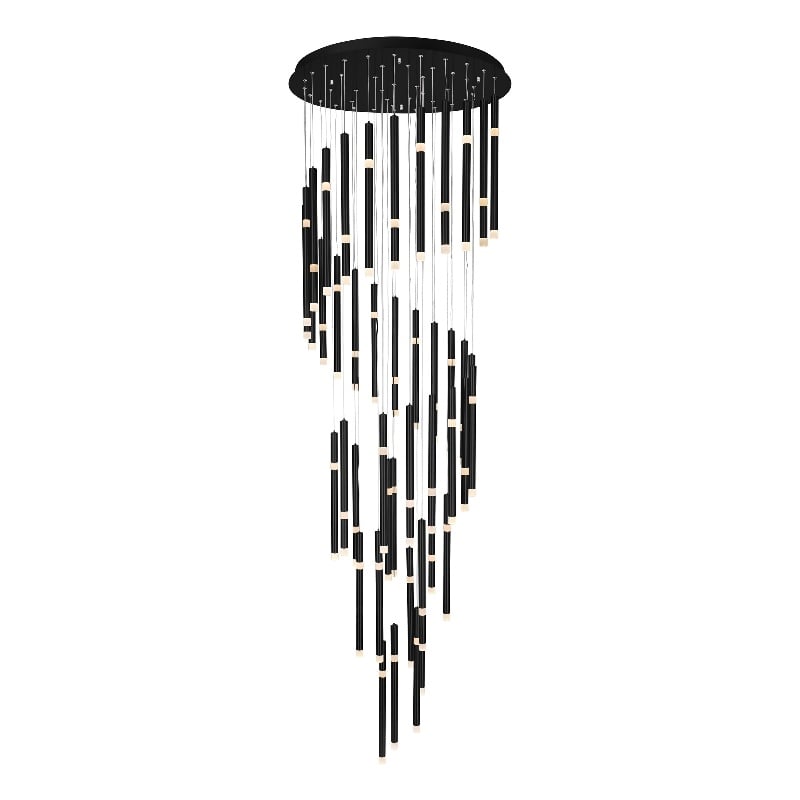 CWI Lighting Flute 54 Light Contemporary Metal LED Chandelier in Black
