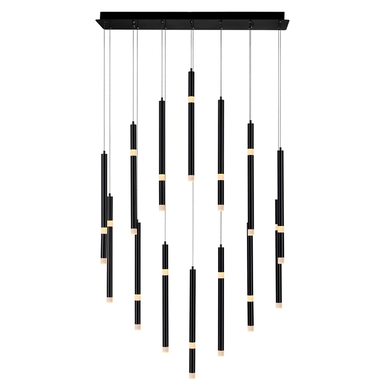 CWI Lighting Flute 14 Light Contemporary Metal LED Chandelier in Black