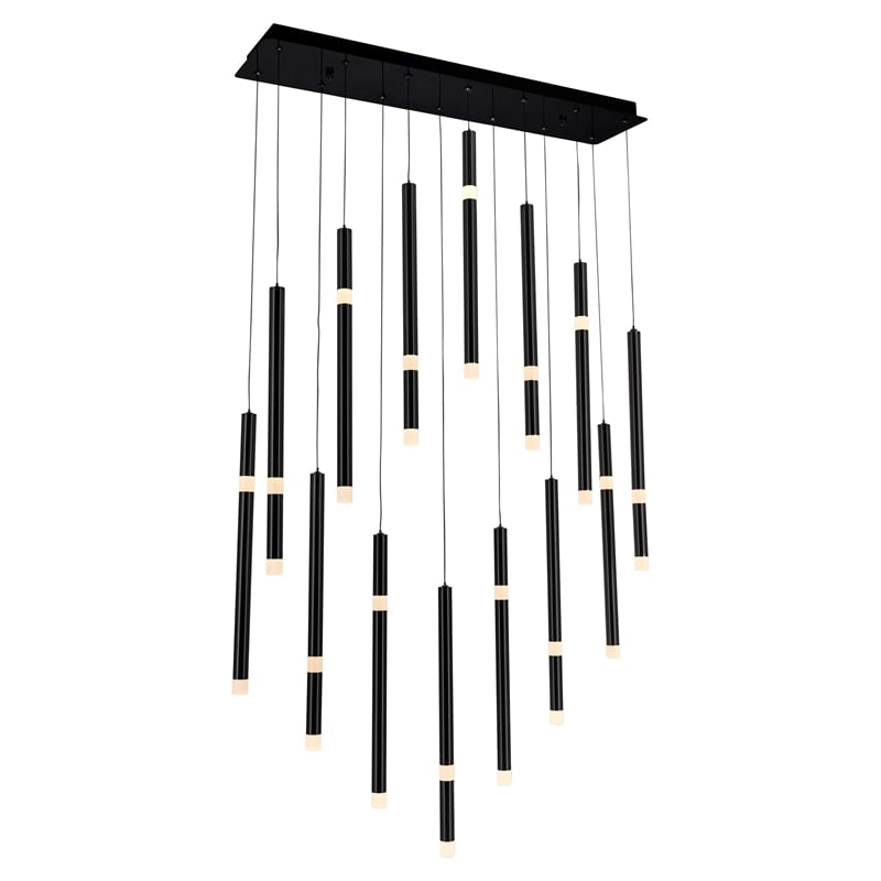 CWI Lighting Flute 14 Light Contemporary Metal LED Chandelier in Black