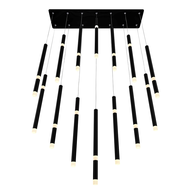 CWI Lighting Flute 14 Light Contemporary Metal LED Chandelier in Black