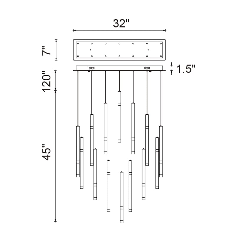 CWI Lighting Flute 14 Light Contemporary Metal LED Chandelier in Black