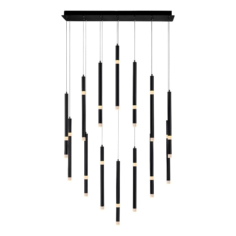 CWI Lighting Flute 14 Light Contemporary Metal LED Chandelier in Black