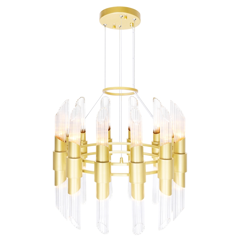 CWI Lighting Croissant 24 Light Contemporary Metal Chandelier in Satin Gold