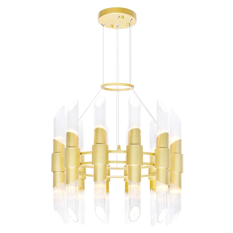 CWI Lighting Croissant 24 Light Contemporary Metal Chandelier in Satin Gold