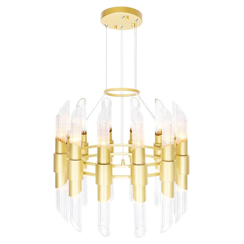 CWI Lighting Croissant 24 Light Contemporary Metal Chandelier in Satin Gold