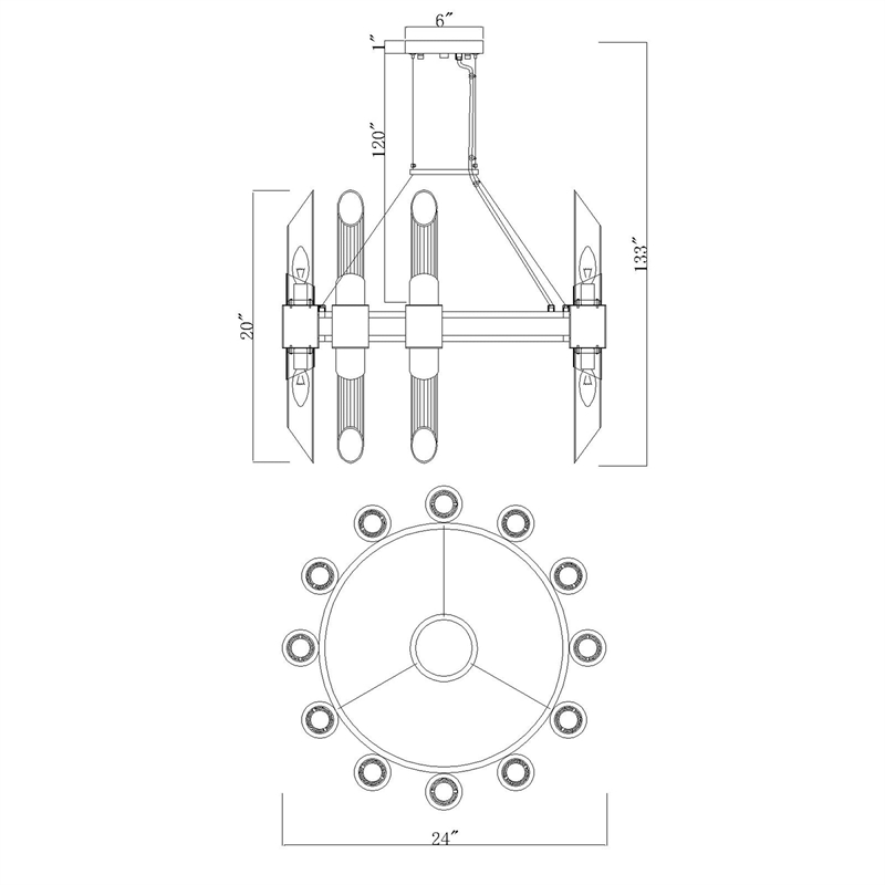 CWI Lighting Croissant 24 Light Contemporary Metal Chandelier in Satin Gold