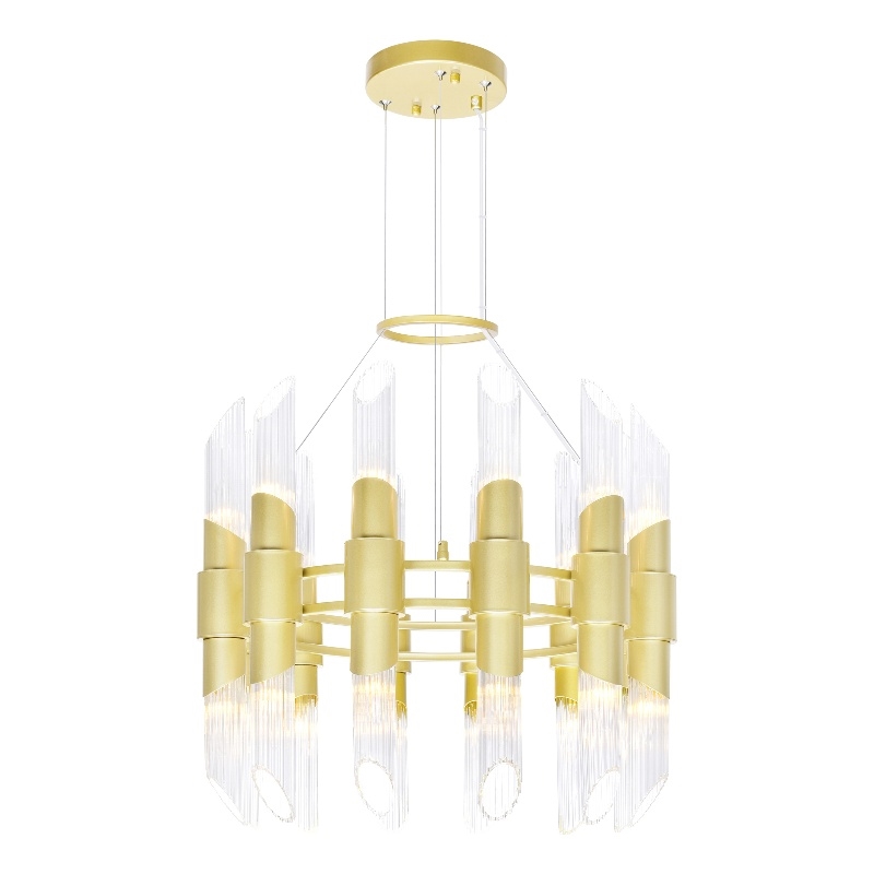 CWI Lighting Croissant 24 Light Contemporary Metal Chandelier in Satin Gold