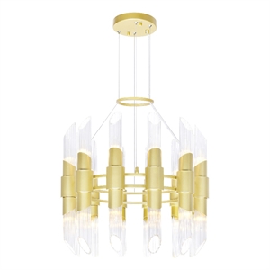 CWI Lighting Croissant 24 Light Contemporary Metal Chandelier in Satin Gold