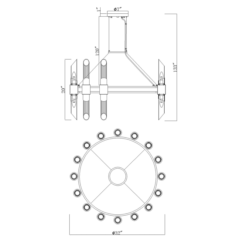 CWI Lighting Croissant32 Light Contemporary Metal Chandelier in Satin Gold