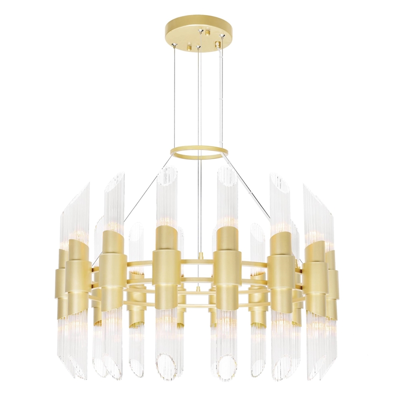 CWI Lighting Croissant32 Light Contemporary Metal Chandelier in Satin Gold