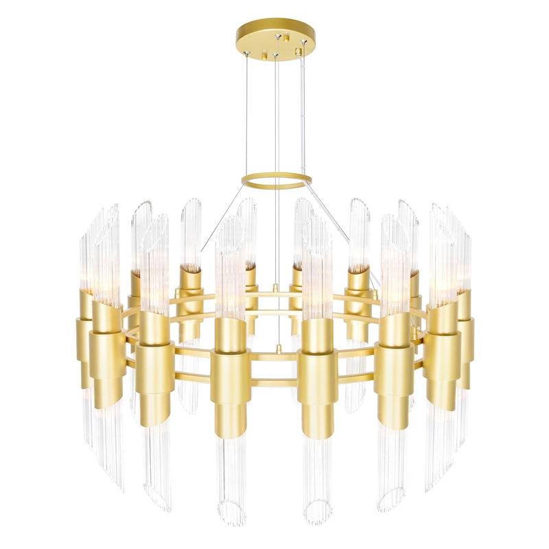 CWI Lighting Croissant32 Light Contemporary Metal Chandelier in Satin Gold