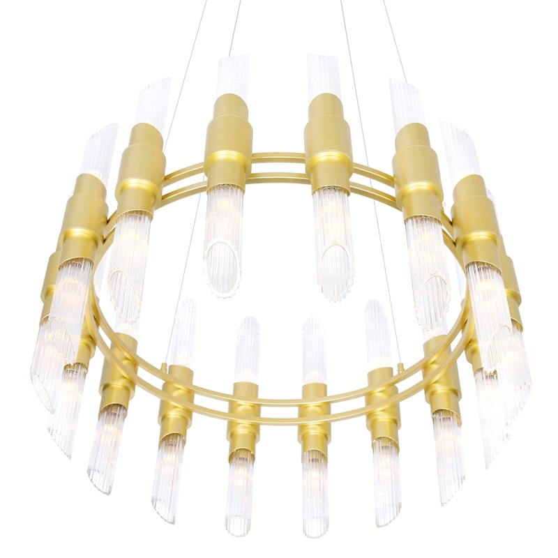 CWI Lighting Croissant32 Light Contemporary Metal Chandelier in Satin Gold