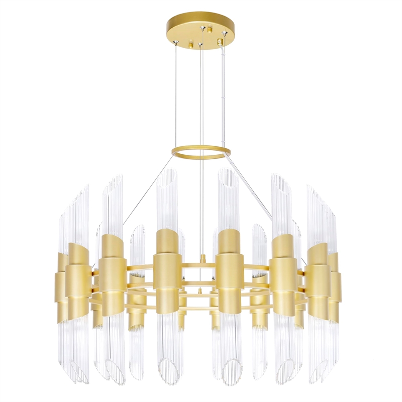 CWI Lighting Croissant32 Light Contemporary Metal Chandelier in Satin Gold